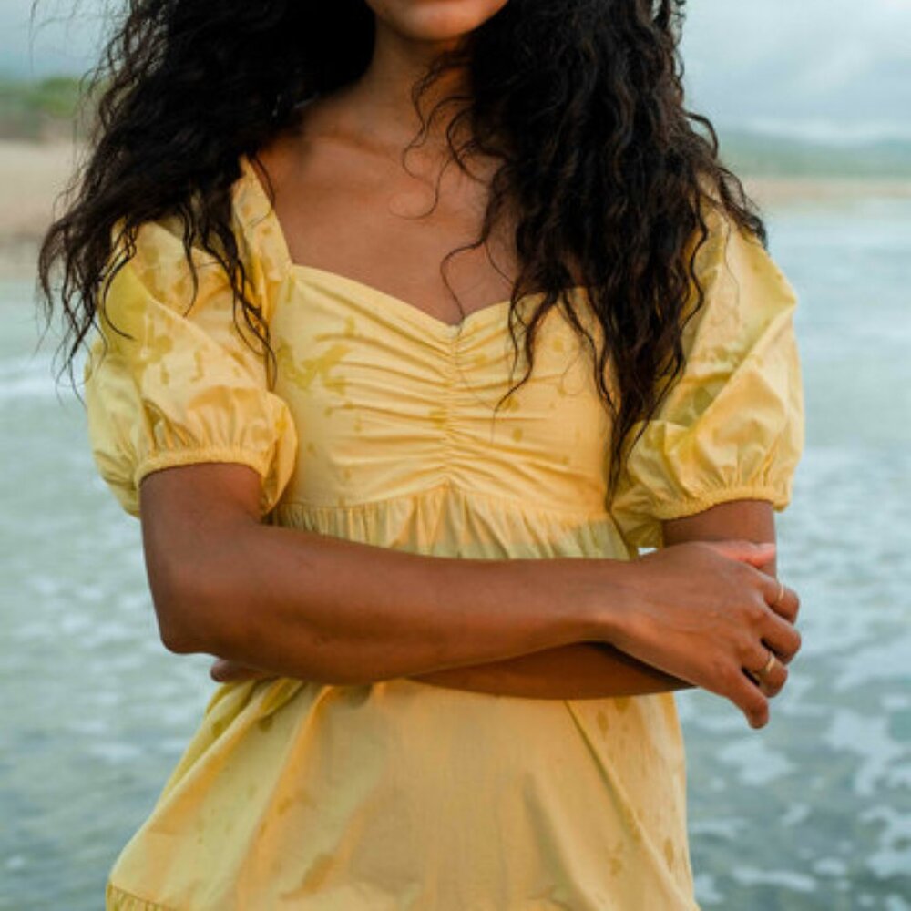 Like NEW Billabong Be Mine Babydoll Dress in Stay Golden Color Sz L ☀️ - Picture 5 of 5